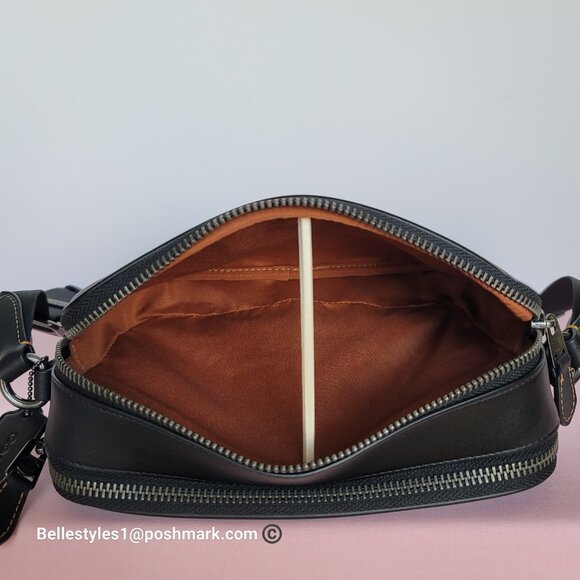 COACH Unisex Graham Signature Canvas & Leather Crossbody Bag -Tan/Black color🎈⭐ - Picture 14 of 16